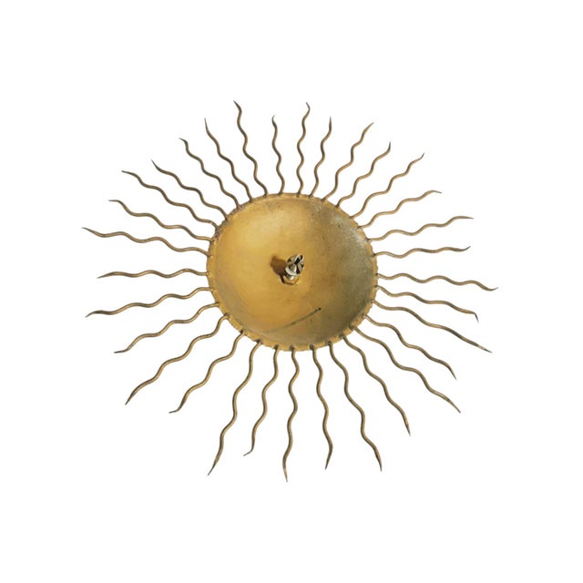 Vintage Sunburst Lamp in Gold Metal, 1950s For Sale - Image 6 of 9
