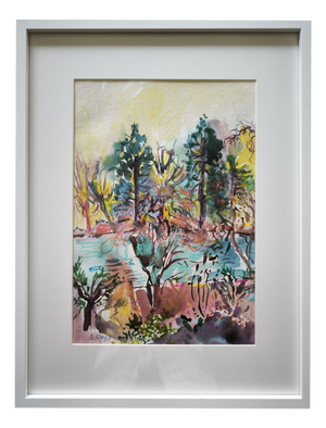 Linda Clerget, Lake Saint Mandé, Watercolor on Paper, Framed