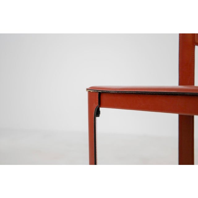 Animal Skin Vintage Chairs in Leather Red from Matteo Grassi, 1980, Set of 4 For Sale - Image 7 of 8