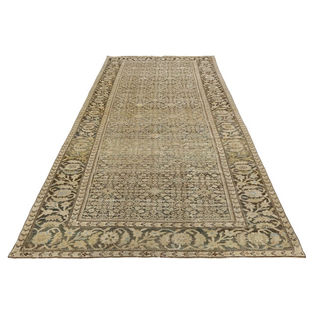 Antique 19th Century Malayer Rug, Muted Wool Gallery Runner For Sale - Image 10 of 11