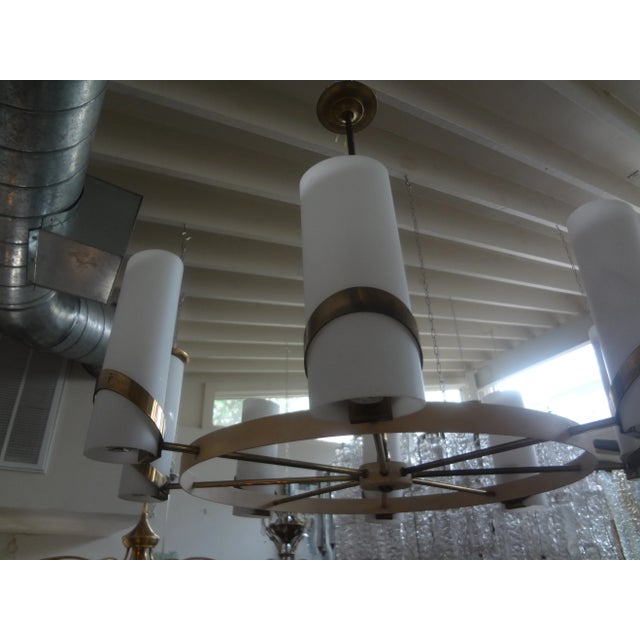 1960s Italian Modern Brass and Glass Chandelier For Sale - Image 10 of 12