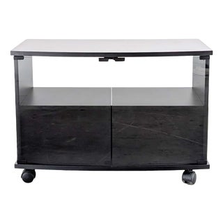 Vintage Black TV Lowboard on Wheels For Sale