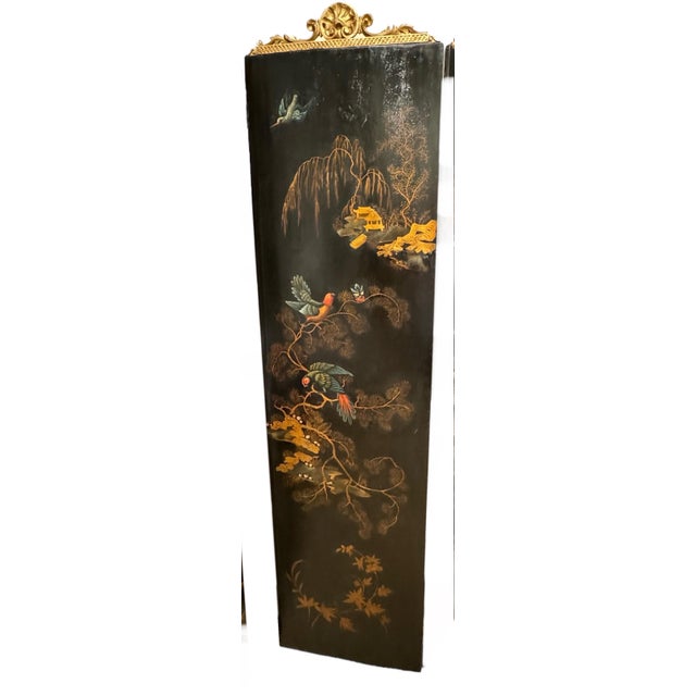 19th Century Painted & Gilt Decorated 4 Panel Screen For Sale In New York - Image 6 of 11