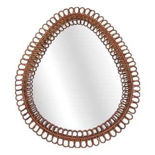 Large Rattan Mirror attributed to Franco Albini, Italy, 1960s For Sale