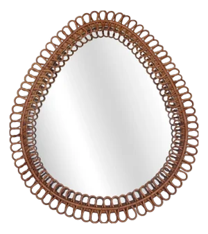 Large Rattan Mirror attributed to Franco Albini, Italy, 1960s