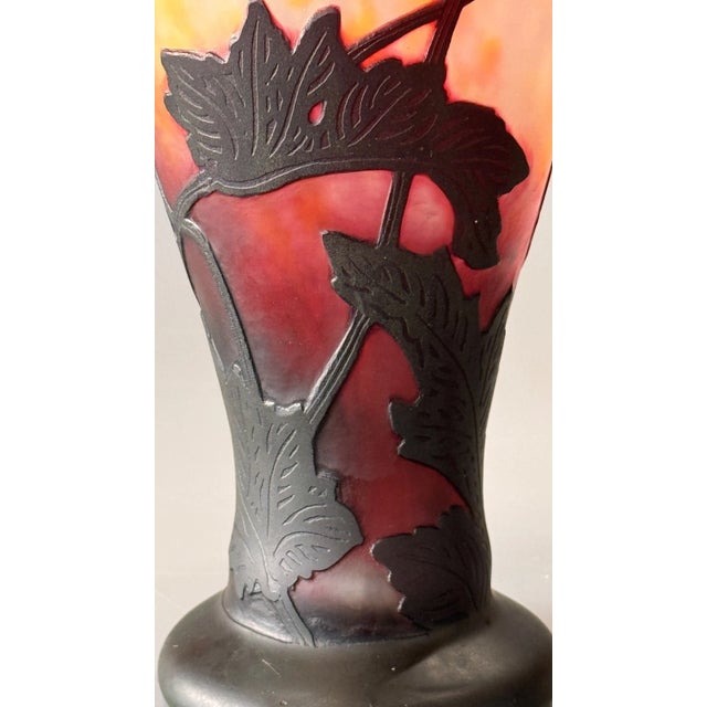 Raspberry Red Daum Nancy, Wonderful Poppy Vase. Circa 1900 For Sale - Image 8 of 15