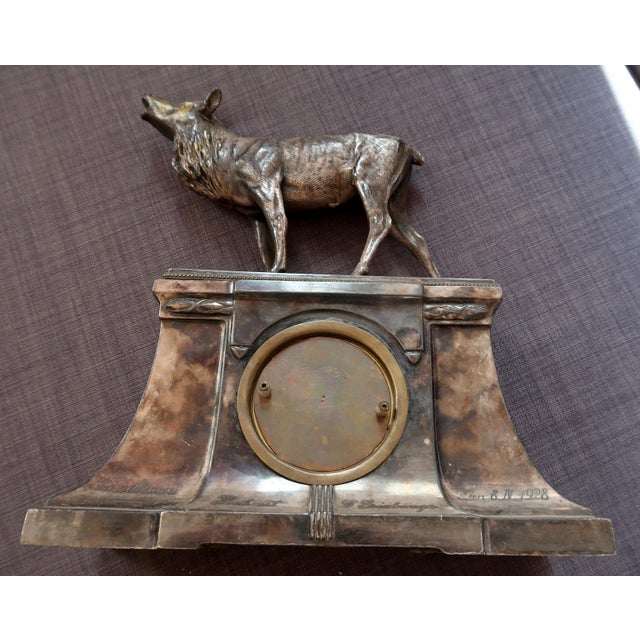 Antique Metal Deer Clock - Decorative Vintage Timepiece For Sale - Image 9 of 14