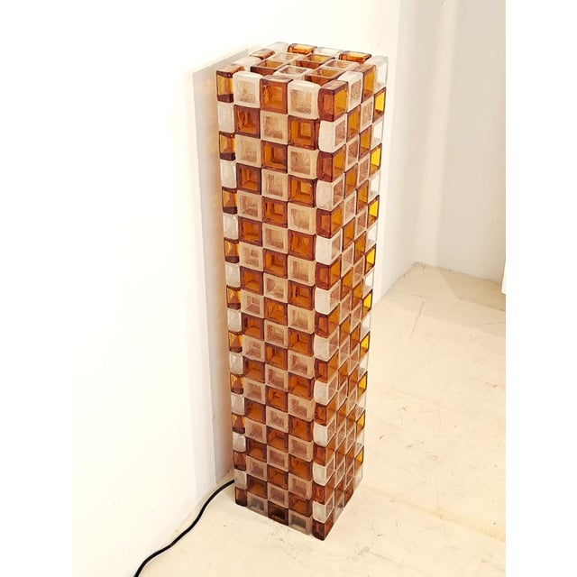 Poliarte Floor Lamp in Amber and Crystal Pulegoso Glass by Poliarte, Italy, 1970s For Sale - Image 4 of 14