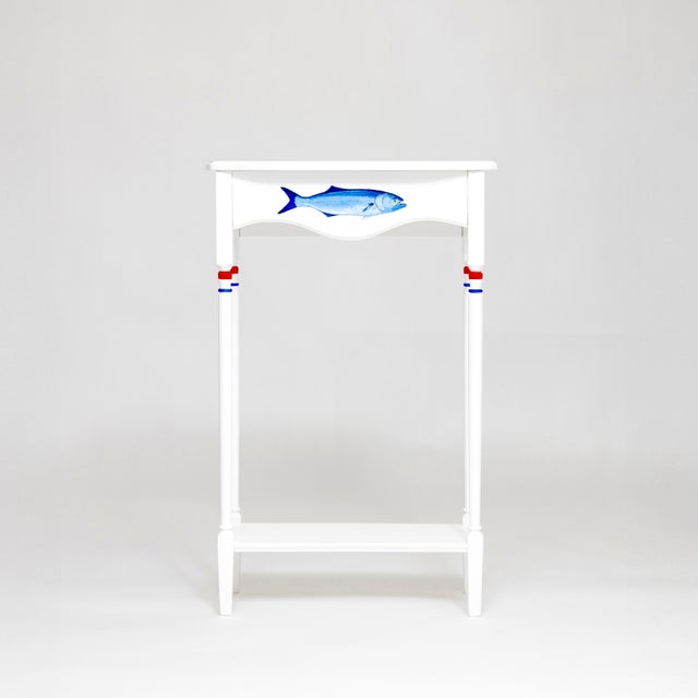 One of a kind, handcrafted console table made from solid poplar wood and entirely hand-painted by the artist. Designed as...