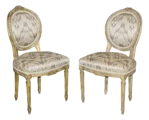 Pair French Louis XVI Style Painted Side Chairs