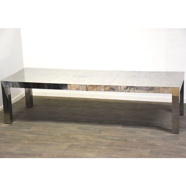 1970s Paul Evans City Scape Chrome Dining Table For Sale - Image 5 of 11