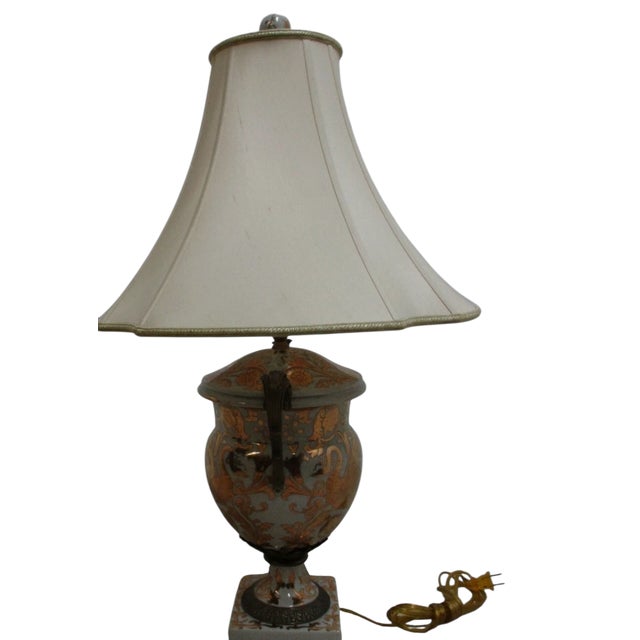 Ceramic 1980s Porcelain Gold Gilt Italian Regency Table Lamp Light Jardiniere B For Sale - Image 7 of 10