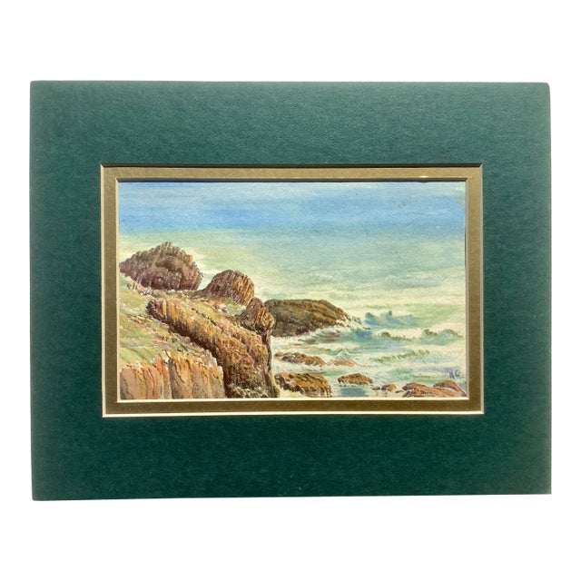 1950s Central California Coast Watercolor Painting For Sale