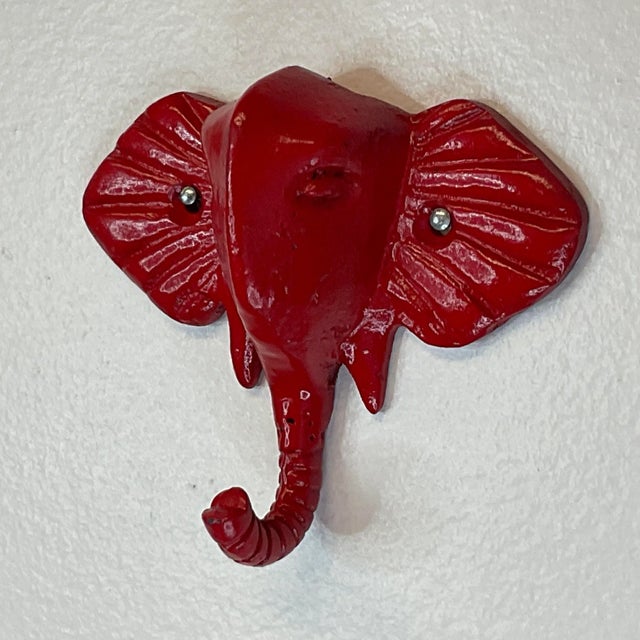 Metal Vintage Cast Iron Elephant Hook, Newly Lacquered in Red. For Sale - Image 7 of 7