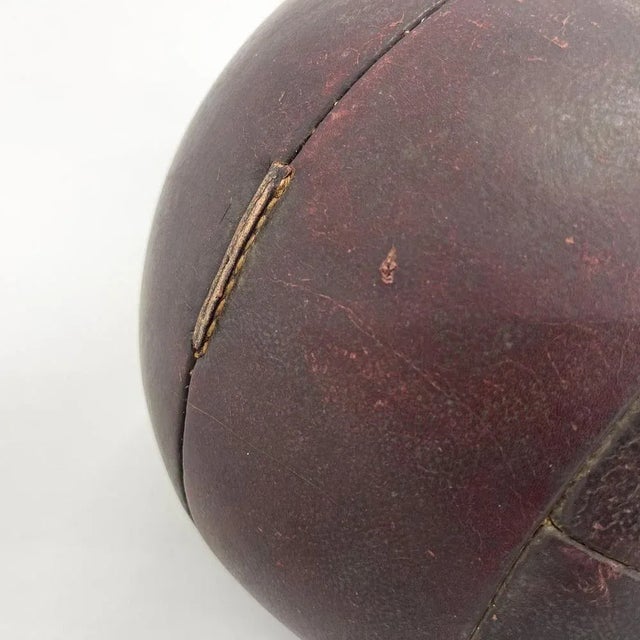 1930s Vintage Mahogony Leather Medicine Ball, 1930s For Sale - Image 5 of 7
