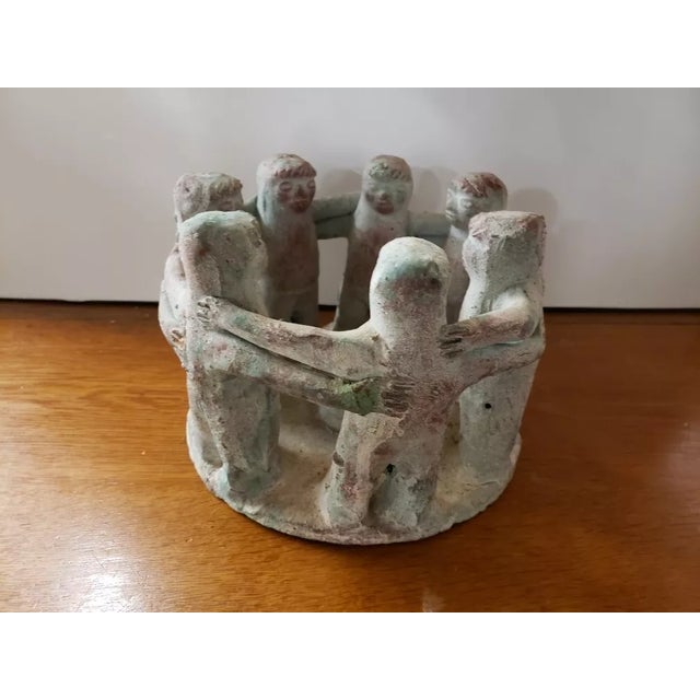 This is a Vintage Large Terracotta Circle of 7 Friends Aztec/Mayan Candle Holder. It measures 7" high and 9“ in diameter....