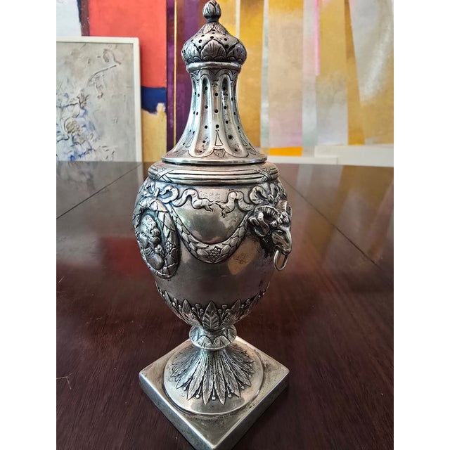 Metal Antique Silvered Figural Urn Form Barware Shaker For Sale - Image 7 of 12
