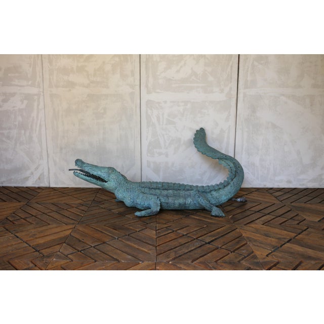 Vintage Bronze Crocodile Garden Fountain Sculpture, Circa 1970s For Sale - Image 4 of 18