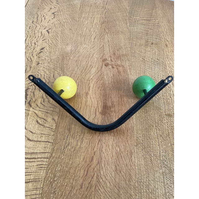 1950s Mid-Century Modern French Sputnik Wall Hook With Green & Yellow Atomic Balls For Sale - Image 9 of 10
