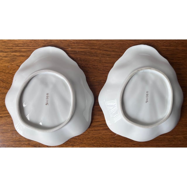 French French Porcelain Shell-Form Relish/Soap Dishes-a Pair For Sale - Image 3 of 9