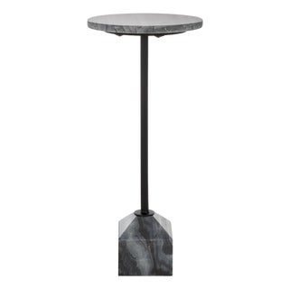 Sumer Marble Drink Table in Grey Marble / Black For Sale