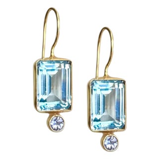 Blue Topaz and Tanzanite Midi Earring For Sale