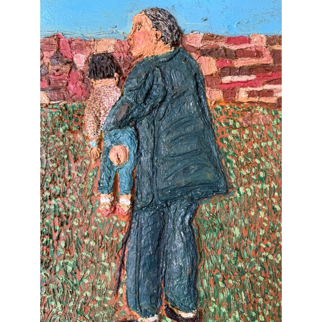 1970’s Vintage Figurative Abstract Heavy Impasto Oil Painting on Canvas Board, Framed For Sale - Image 10 of 11