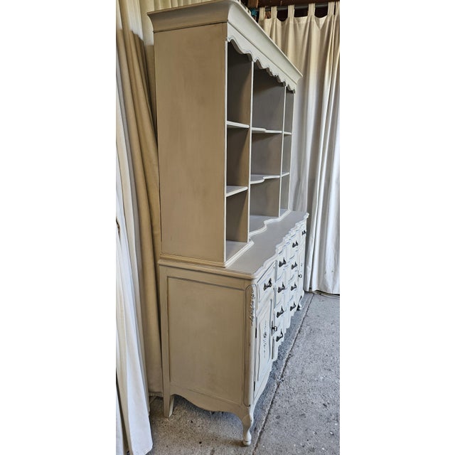 Boho Chic Mahogany Hutch, 2 Piece Cabinet Hutch, Circa 1940s/50's For Sale - Image 3 of 14