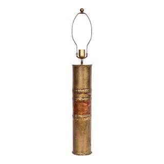 1974 Silas Seandel Torched Mixed Metal Brutalist Table Lamp For Sale