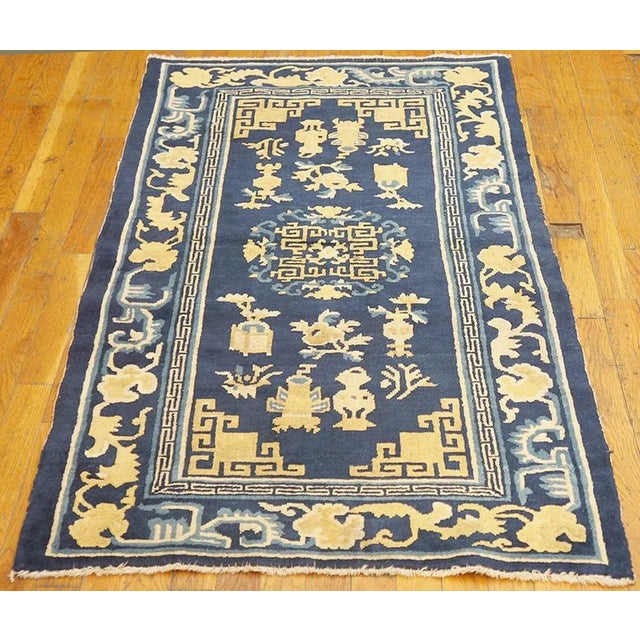 Antique Chinese - Peking Rug, size: 3'2" x 4'8". Rectangle Knotted 1890s Antique Chinese Peking Small Scatter Size Wool...