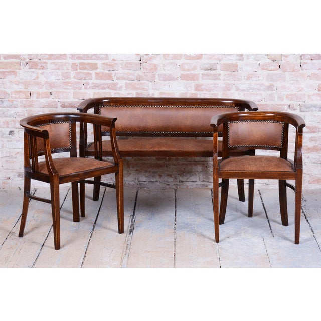 Art Deco Seating Set in Beech, Czech, 1920s, Set of 3 For Sale - Image 18 of 18