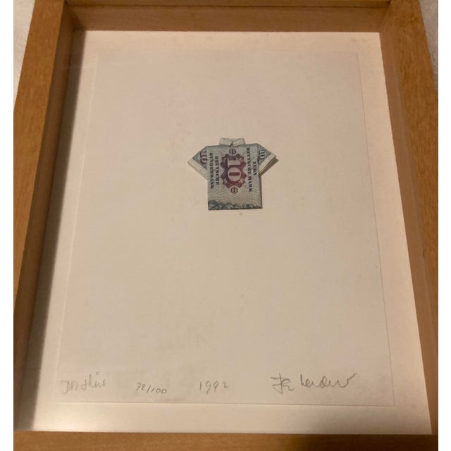 Figurative Jan Henderikse DM-Shirt 1992. B 1937 Signed, Titled, Dated, 72/100 Folded Banknote on Cardboard. Gutsch, Berlin For Sale - Image 3 of 3