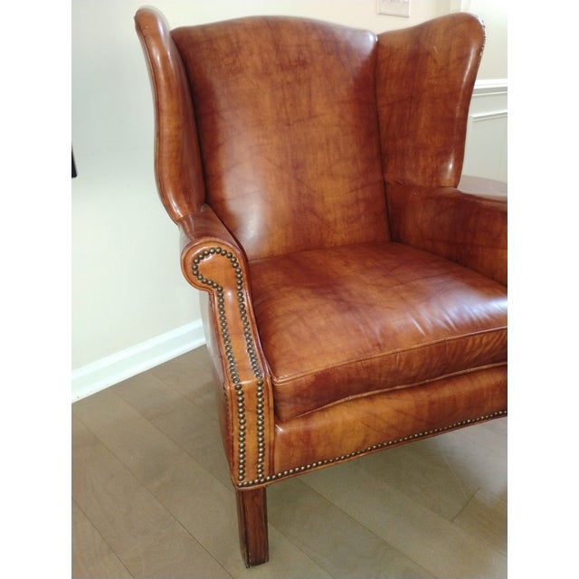 Elevate Your Space With This Stunning Vintage Dutch Cognac Colored Wingback Leather Club Chair For Sale - Image 12 of 12