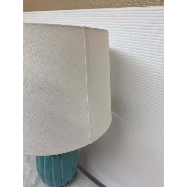 Early 21st Century Turquoise Ceramic Table Lamps, Pair For Sale - Image 5 of 12