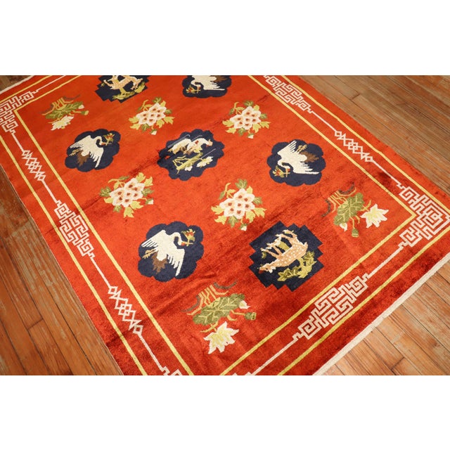 Late 20th Century Late 20th Century Zabihi Collection Silk Chinese Pictorial Rug - 4'2" x 5'11" For Sale - Image 5 of 8