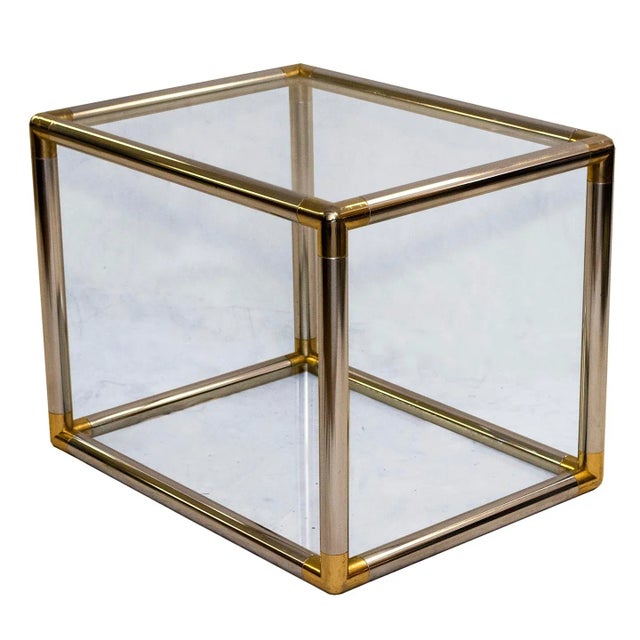 Brass Vintage Chrome and Brass End Table in the Style of Karl Springer For Sale - Image 8 of 8