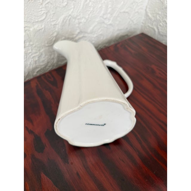 Godinger White Porcelain Fluted Pitcher With Scroll Handle For Sale - Image 9 of 10