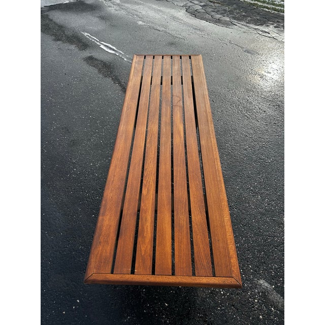 Mid century slat bench made in Yugoslavia . Great accent piece against a wall or use a coffee table