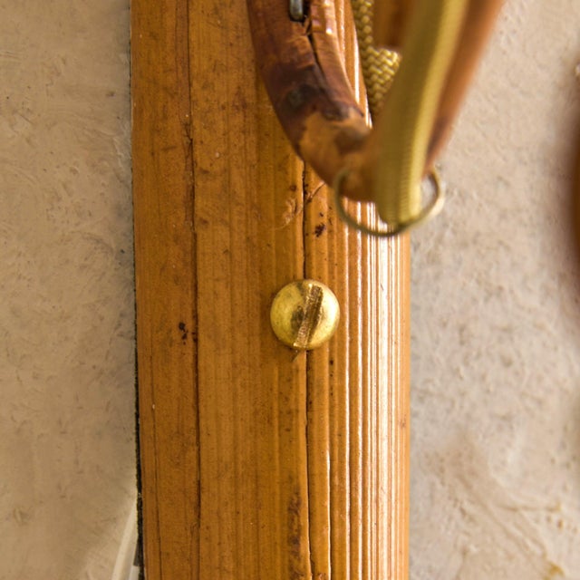 Pair of Italian Rattan + Bamboo Sconces with Red Diffusers, 1970s For Sale - Image 10 of 10