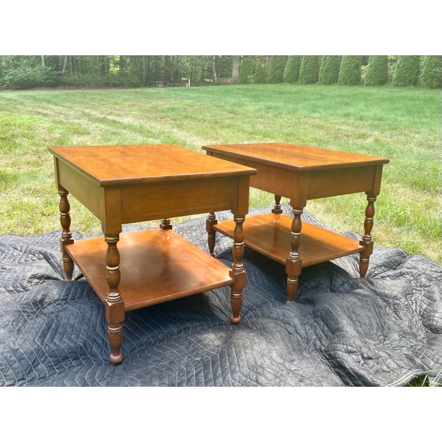 American 1970s L. Hitchcock “Restful” End Tables - a Pair For Sale - Image 3 of 12