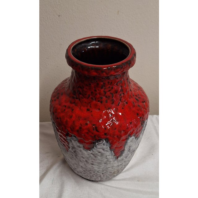 German Red and Gray Fat Lava Ceramic Vase from Bay, 1970s, in Very Good conditions. Designed 1970 to 1979 This piece has...