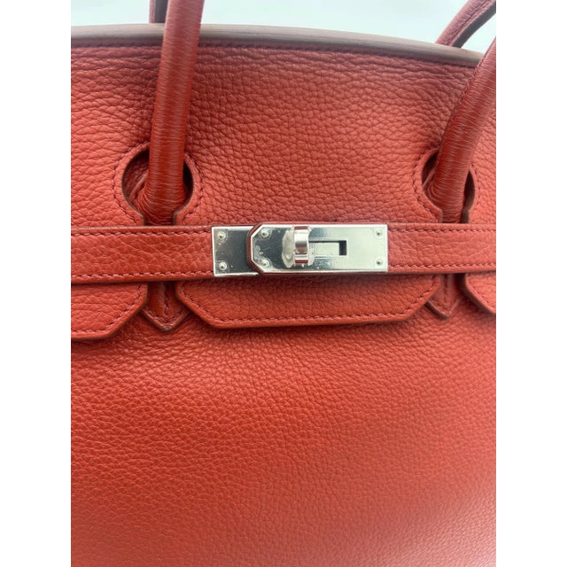 Red Hermès Red Birkin Bag 35 Togo Leather 2009 For Sale - Image 8 of 12