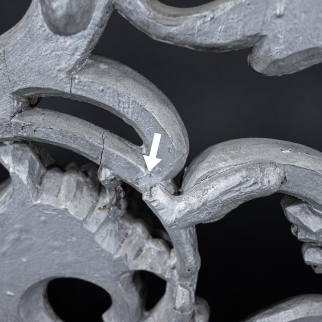 Large 19th Century Italian Rococo Style Silver‑Leaf Carved Wood Altar Candelabra For Sale - Image 15 of 18