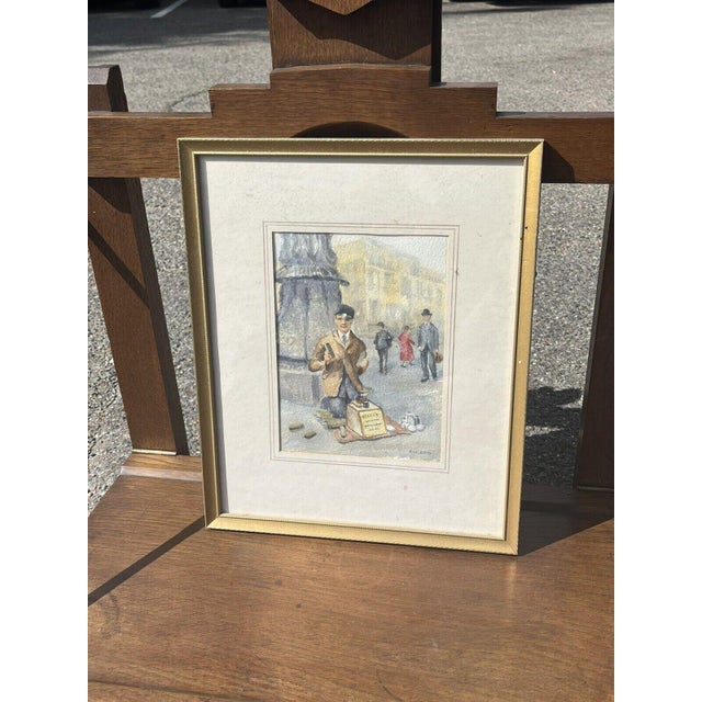 London Characters. Framed & Signed Watercolour by Ray Ross. Shoe Shine For Sale - Image 3 of 4