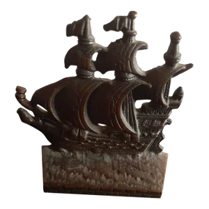 Vintage Greenblatt Studio Copper Galleon Ship Sculptural Single Bookend