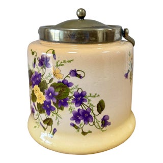 Antique English Porcelain Biscuit Barrel For Sale