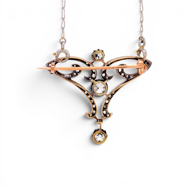 Traditional Antique Belle Époque 2ct Old-Cut Diamond Transformable Brooch Pendant For Sale - Image 3 of 6