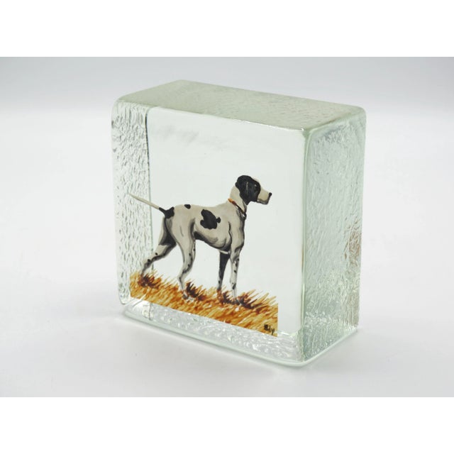 Glass Hand Painted Dog Paperweight Bookend For Sale - Image 7 of 8