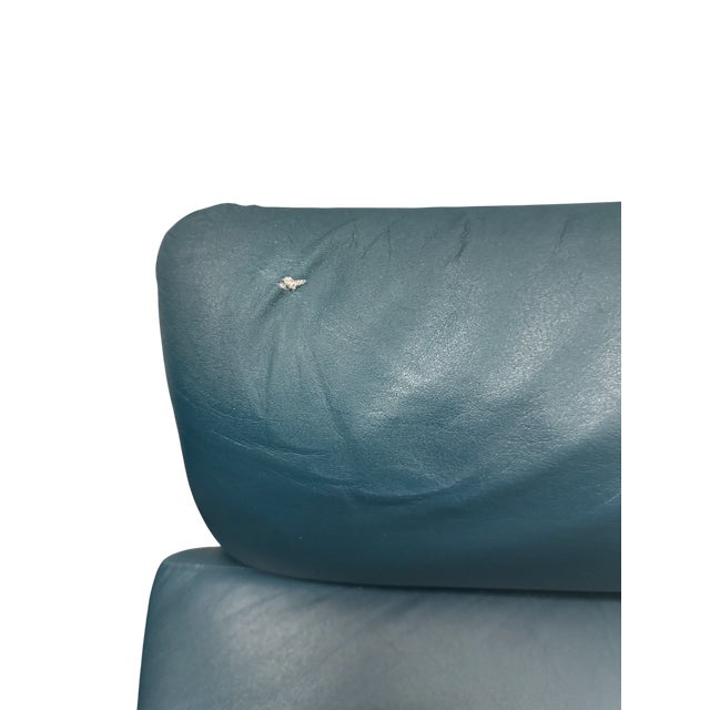 Late 20th Century Brayton International Blue Leather Club Chair - A Set of 2 For Sale - Image 13 of 15