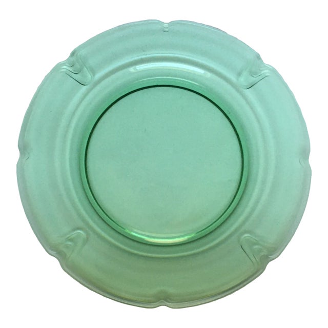 1930's Duncan Miller "Puritan "Green Glass Platter For Sale